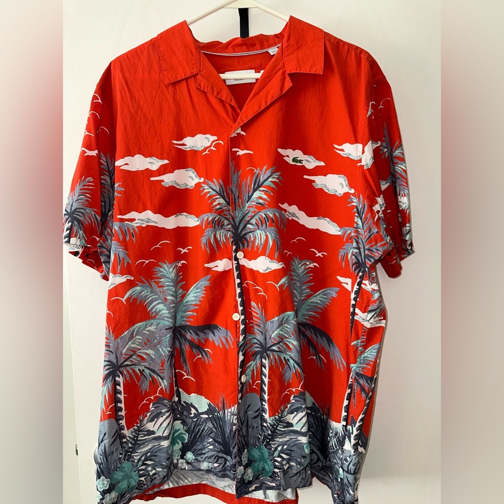 Lacoste Red Tropical Print Men's Shirt
